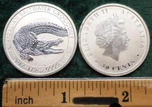 2 2017 Australian Saltwater Crocodile 1/2oz .9999 Fine Silver 50-Cent Coins, 1oz