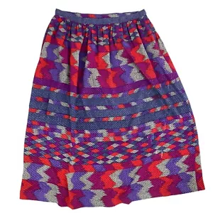 Vintage 80s UMI Collections by Anne Crimmins Midi Skirt Abstract Silk Size 12 - Picture 1 of 6