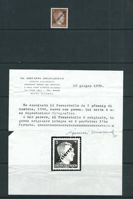 AUSTRIA 1945 UNISSUED 3pf overprint WITH CERTIFICATE VF MNH - Image 1 of 2