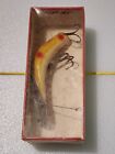 Kautzky Lazy Ike D-35 Yellow Red Spots Wood Fishing Lure w/Original Box Vintage