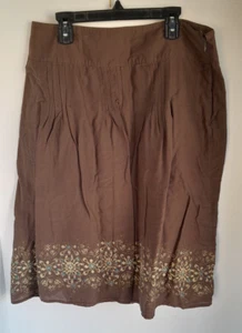 VTG St. John's Bay Brown Pleated Skirt Size 10 Detail Hem Lined Knee Length A841 - Picture 1 of 13