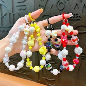 Acrylic Phone Charm Rope Bead Doll Key Ring Colorful Bag Charm Pendant - Photo 1 sur 13