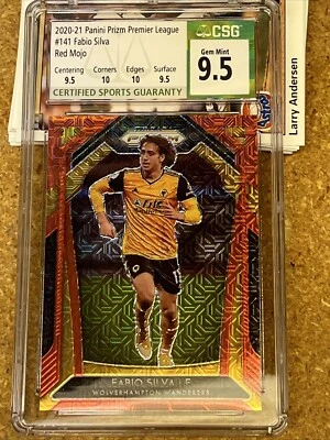 CSG 9.5 Gem 2020-21 Panini Prizm Premier League #141 Fabio Silva #/135 Red Mojo - Image 1 of 3
