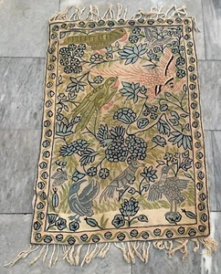 Vintage French Style Aubusson Rug Pictorial Rug Chain stitch Rug2x3 ft Free Ship - Picture 1 of 14