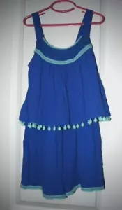 EUC GIRLS XTRAORDINARY ROYAL BLUE AQUA POM POM TRIM ROMPER SIZE M - Picture 1 of 4