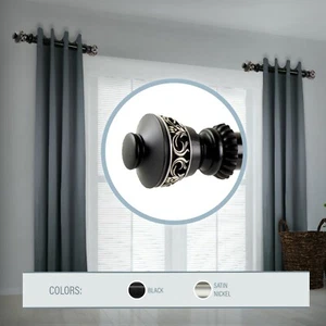 Filagree 1.5" Side Curtain Rod Adjustable Drapery Rod 12-20" (Set of 2, 2 color) - Picture 1 of 6