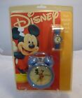 Walt Disney World Mickey Mouse Blue Fun Watch and Double Bell Alarm Clock Set
