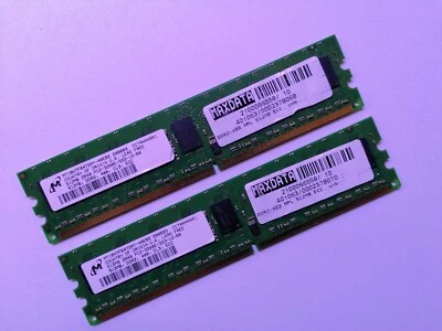 Micron 1GB (2x512MB) DDR2 PC2-3200E  333 ECC Desktop Memory 240Pin DIMM SDRAM - Image 1 of 2