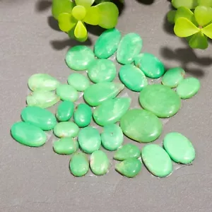 Lotto coppia cabochon pietre preziose crisoprasio naturale 128 ct 15x19-7x10 mm #12361 - Foto 1 di 9