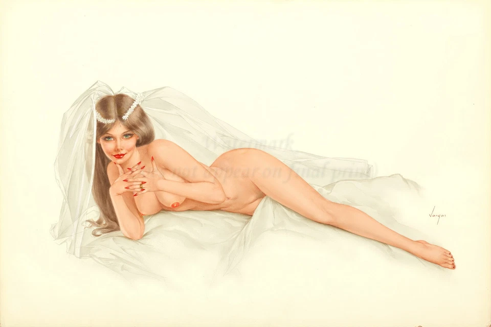 ALBERTO VARGAS Pin-up Art Poster or Rolled Canvas Print "Reclining Bride" #24 - Image 1 of 1