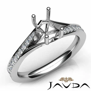 4 Prong Emerald Cut Diamond Engagement Ring Crown Pave Semi Mount Setting 0.35Ct - Picture 1 of 29