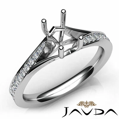 4 Prong Emerald Cut Diamond Engagement Ring Crown Pave Semi Mount Setting 0.35Ct - Image 1 of 4