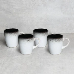 Neu Chic Porzellan Becher 4er Set mit schwarz weißer Glasur und modernem Finish N-48 - Bild 1 von 1