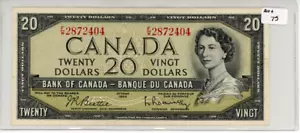 1954 Bank of Canada $20 Banknote - Modified Portrait - AU+ - SN: F/W 2872404 - Picture 1 of 2