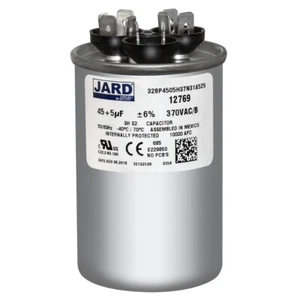 Condensador de repuesto 45/5 uf MFD 370 VAC voltios 43-25133-06 Rheem Ruud Protech - Imagen 1 de 4