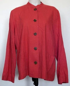 Chaqueta Appleseed's Coral Oscuro Lino/Rayón Botón Frontal Cuello Mandarín 16 - Imagen 1 de 2