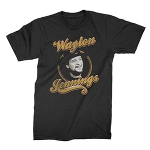 Camiseta negra para hombre Waylon Jennings Head Shot - Imagen 1 de 3