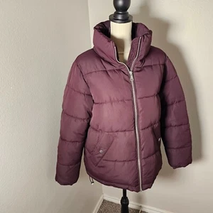 H&M Jacket Women's Size S Wine Padded Puffer Streetwear Winter Coat Casual Warm - Picture 1 of 17