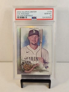 2022 Allen & Ginter 178 Cal Raleigh Silver Portrait RC PSA Gem 10 Mariners POP 3 - Bild 1 von 3