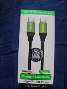 Type C to Type C Cable Fast Charge PD 60W Braided USB 1.2M - Picture 1 of 3