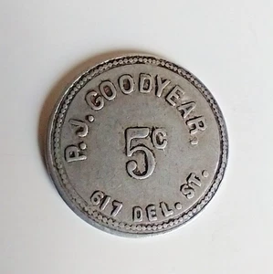 Vintage P.J. Goodyear & The Budweiser 5 ¢ Merchants Mittagessen Medaille - Bild 1 von 4