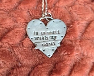 LISA LEONARD Zinn inspirierend Herz Anhänger Halskette es ist gut mit meiner Seele - Bild 1 von 4