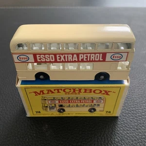 OLD VINTAGE LESNEY MATCHBOX # 74 DAIMLER BUS ORIGINAL BOX W DECALS ESSO PETROL - Picture 1 of 10