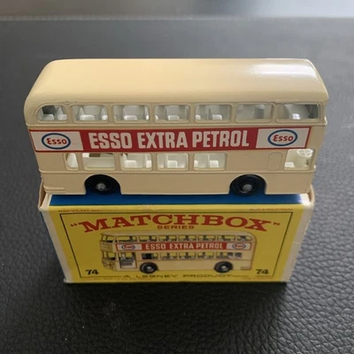 OLD VINTAGE LESNEY MATCHBOX # 74 DAIMLER BUS ORIGINAL BOX W DECALS ESSO PETROL - Image 1 of 4