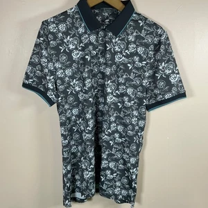 New-G/Fore Polo Shirt Mens Medium Floral Roses Golf Stretch Performance Tech-New - Picture 1 of 6
