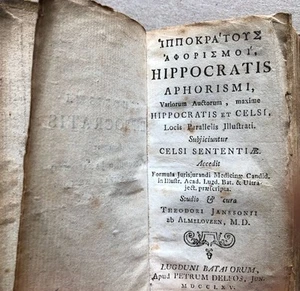 Aphorismes Hippocrate — édition Janssonius bilingue latin-grec — Delfos — 1765. - Picture 1 of 16