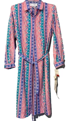 VTG Schrader petite button down long sleeve secretary dress sz14 - Image 1 of 4