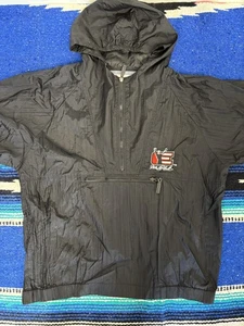 Vintage Dale Earnhardt Jacket Windbreaker Mens XL Black NASCAR Hooded Half Zip - Picture 1 of 17