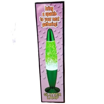 Vintage 1990's 13" Metallic Yellow Sparkle Glitter Lava Lamp Bullet Shaped New - Image 1 of 4