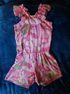 Children's Place Girl's Pink Camo-Ruffled Summer Romper Size 10/12 - Picture 1 of 3