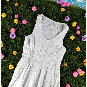 Nicole Miller Boho Dress M Sleeveless White New York Garden Peasant Cottage - Picture 1 of 10