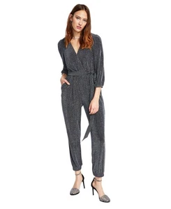 I.N.C. International Concepts Women's Metallic Jumpsuit (Black/Silver, 6) - Picture 1 of 6