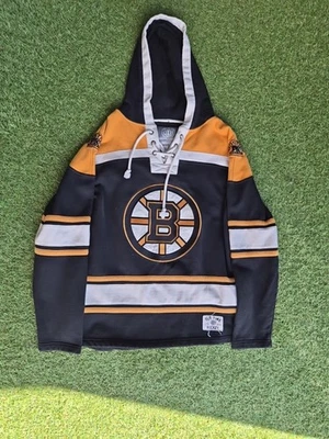 Old Time Hockey BOSTON BRUINS Emblem (M) Hooded Sweatshirt w/ Ties - Image 1 of 4