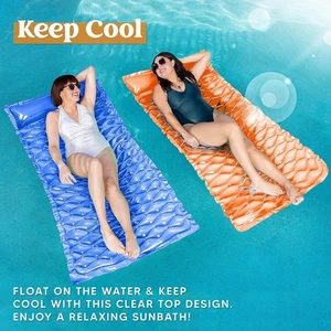 Inflatable Pool Floats Raft,Floating Lounge for Adults,64x32 Dark Blue,Orange - Picture 1 of 2