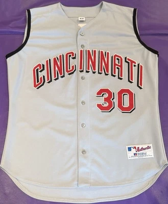 Authentic Ken Griffey Jr Cincinnati Reds #30 Vintage On Field Russell Jersey 48 - Image 1 of 4