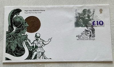 GB QEII 1993 £10 Britannia High Value Definitive RM FDC Britannia Porth Cat £45 - Image 1 of 3