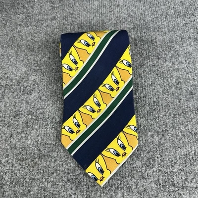 可爱 Looney Tunes Mania Tweety Bird 男式领带 1995 复古 59X4” — 第 1/4 张图片