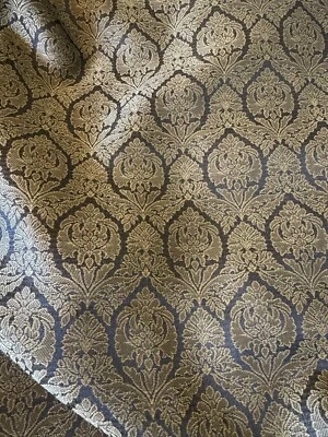 Черно-золотистая дамасская жаккардовая ткань из искусственного шелка парчи - Изображение 1 из 4