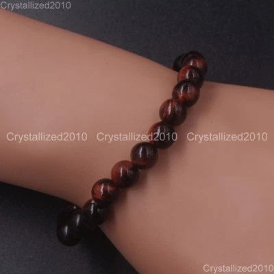 Pulsera elástica de 8 mm con cuentas redondas de piedras preciosas naturales hechas a mano de 2 piezas Heal Reiki Foto 1 de 4