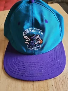 Vintage Charlotte Hornets Snapback Hat Basketball Spellout Logo - Picture 1 of 8