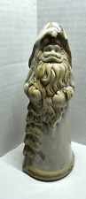 7" Earth Tone Santa Claus Figure Stoneware Glazed & Natural Rustic Pottery