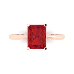 2.5Ct Radiant Simulated Pink Tourmaline Solitaire Engagement Ring, 14K Rose Gold - Picture 1 of 11