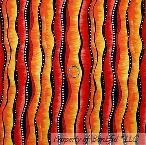 BonEful Fabric FQ Cotton Quilt Black Red Orange Yellow White B&W Dot FIRE Stripe - Picture 1 of 13