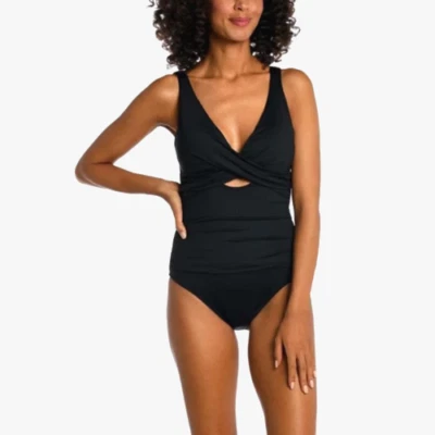 LA BLANCA Women's $133 Island Goddess Cross Front Keyhole One Piece size 16 - Image 1 of 4