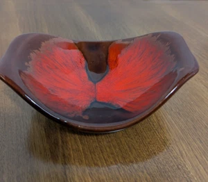 VTG/McMaster Pottery CANADA/Candy/Trinket Dish/Bright Red & Brown/MCM/Excellent - Picture 1 of 14