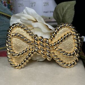 Vtg Oversized Bow Belt Buckle Glam Coquette Statement Gold Ribbon Accessocraft